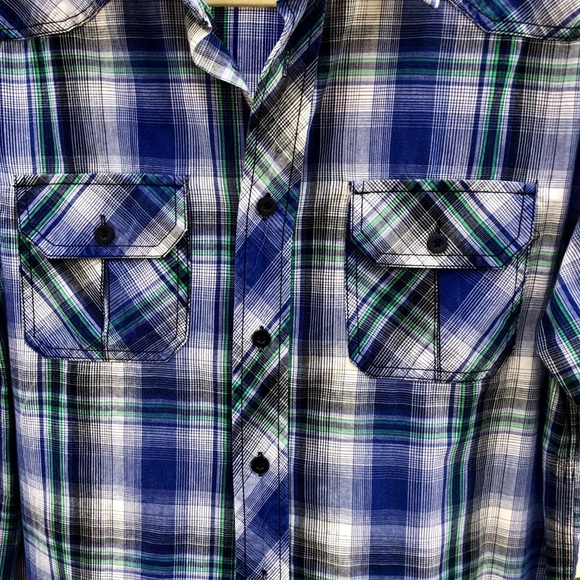 Eighty Eight Mens Blue Plaid Button Down - Picture 8 of 10